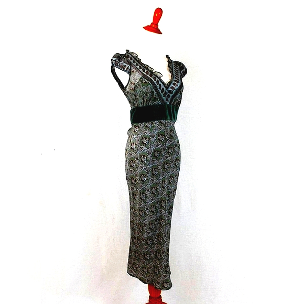 TRACY REESE Plenty 1930s style Bias Cut Sage Green Silk Dress S 4 Anthropologie - Picture 3 of 12